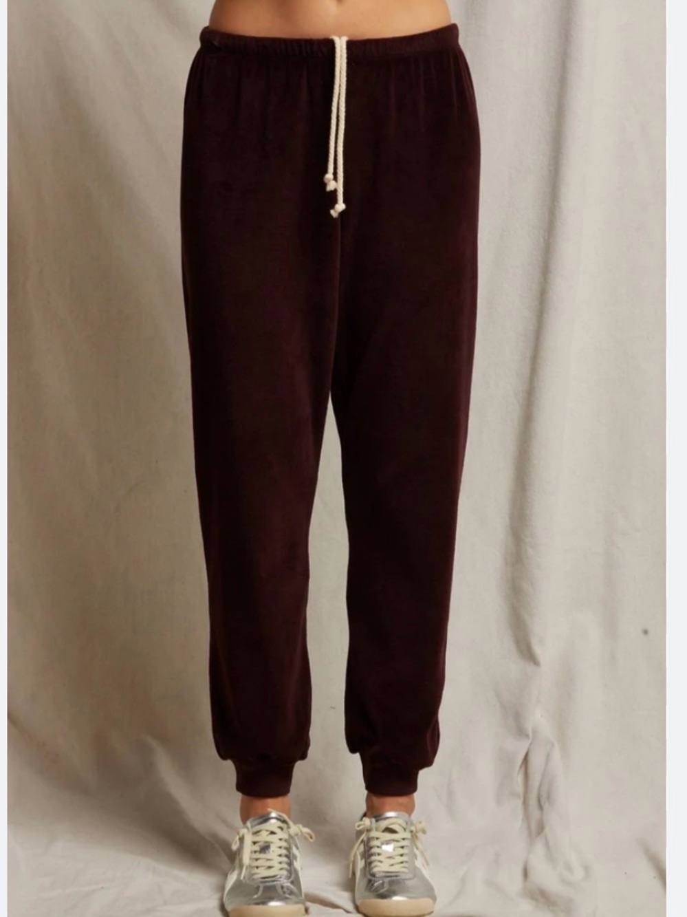 Perfectwhitetee Bailey velour jogger pants Blackberry Small